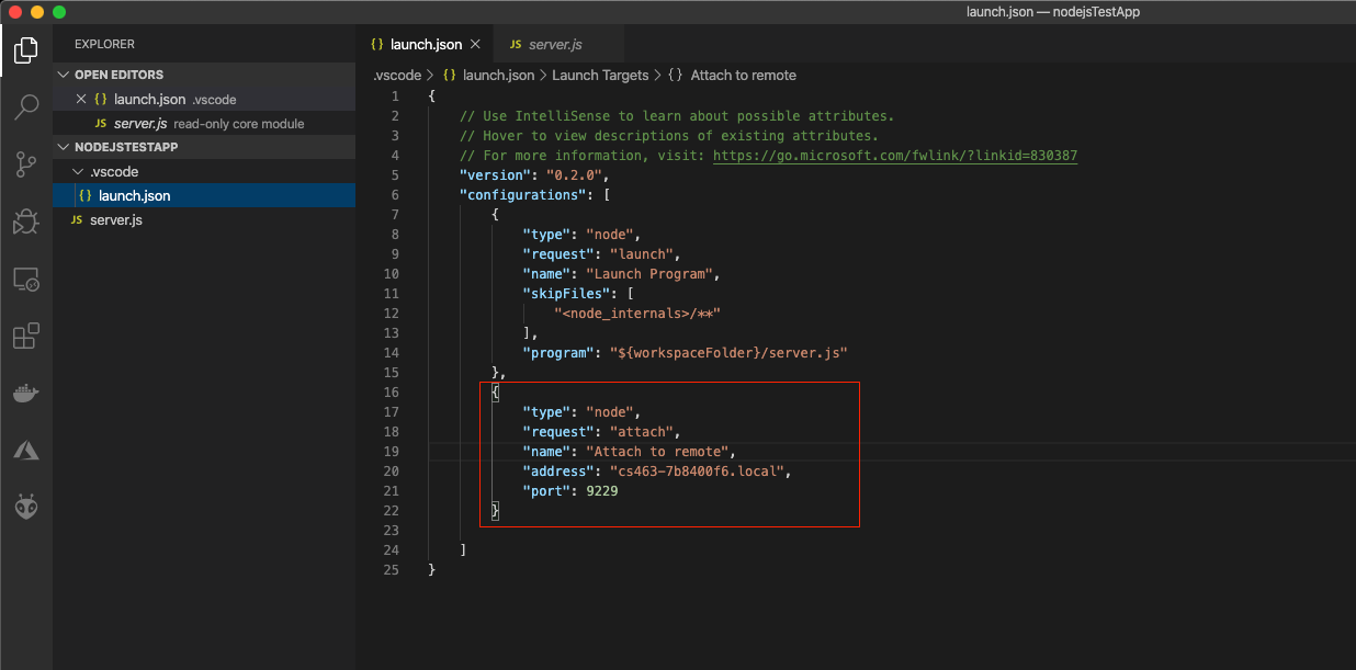 vscode launch.json